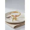 Pembe Göz Model Gold Renk Charmlı Bileklik