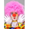 Pembe Renk Kıvırcık Afro Bonus Peruk Takma Saç ve Kırmızı Burun Seti