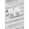 Pembe Renk Kristal Taşlı Lotus Çiçek Model Kadın Küpe