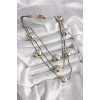 Pirinç Füme Renk Zincir 3D Gold Renk Kalp Model Kadın Kolye