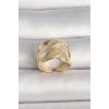 Pirinç Gold Renk Ayarlanabilir Zirkon Taşlı Kadın Yüzük