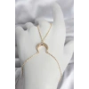 Pirinç Gold Renk Hilal Model Zirkon Taşlı Kadın Şahmeran