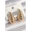 Pirinç Gold Renk İşlemeli Damla Model Kadın Küpe