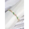 Pirinç Gold Renk Pembe Zirkon Taşlı Çiçek Model Kadın Bileklik