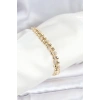 Pirinç Gold Renk VIP Seri Sarmal Damla Model Zirkon Taşlı Kadın Bileklik