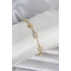 Pirinç Gold Renk Yıldız Model Zirkon Taşlı Kadın Bileklik