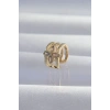 Pirinç Gold Renk Yonca Earcuff Küpe