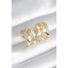 Pirinç Gold Renk Zirkon Taş Detay Zincir Model Kadın Küpe