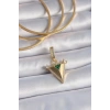 Pirinç Gold Renk Zirkon Taşlı 3D Üçgen Model Ajda Charm