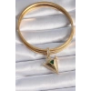 Pirinç Gold Renk Zirkon Taşlı 3D Üçgen Model Ajda Charm