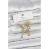 Pirinç Gold Renk Zirkon Taşlı Gece Temalı 3lü Kadın Küpe