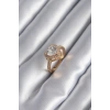 Pirinç Gold Renk Zirkon Taşlı Kalp Charm Model Kadın Yüzük