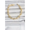 Pirinç Gold Renk Zirkon Taşlı Sıralı Yıldız Model Kadın Bileklik