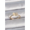 Pirinç Gümüş Renk Ayarlanabilir Zirkon Taşlı Beyaz Mineli Kalp Model Kadın Yüzük