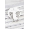 Pirinç Gümüş Renk Kelebek Model Zincir Bağlantılı Ear Cuff Küpe Seti