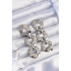 Pirinç Gümüş Renk Oval Ayna Model Sallantılı Küpe