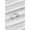 Pirinç Gümüş Renk Pembe Kelebek Kadın Yüzük