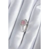 Pirinç Gümüş Renk Pembe Zirkon Taş Kalp Charm Model Kadın Yüzük