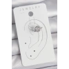 Pirinç Gümüş Renk Zirkon Taşlı Kadın Kıkırdak Model Küpe