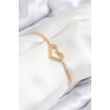 Pirinç Zirkon Taşlı Kalp Model Gold Renk Asansörlü Kadın Bileklik