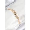 Pirinç Zirkon Taşlı Sıralı Daire Model Gold Renk Asansörlü Kadın Bileklik