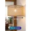 Retro Hasır Kumaş Başlıklı Sarkıt Avize (35cm)