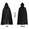 Siyah Uzun Pelerin 120 cm Kapüşonlu – Cosplay ve Parti Kostümü