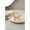 Tedy Bear Model Gold Renk Beyaz Charmlı Bileklik