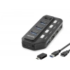 USB Type-c 3.2 Gen1 (Anahtarlı, Hub, 7 Port, 5 Gbps, Siyah-U332)