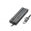 USB Hub (Type-C 3.2 Gen1, Anahtarlı, 8 Port, 5 Gbps, Siyah - HDX7062)
