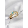 Vintage Model Mavi Taşlı Gold Renk Kadın Yüzük