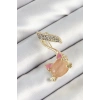 Zirkon Taşlı 3D Kedi Detaylı Nota Figürlü Gold Renk Kadın Broş