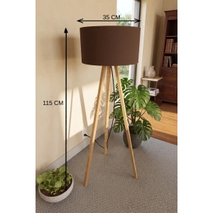 Kahverengi Kumaş Başlık 3 Ayaklı Tripod Lambader