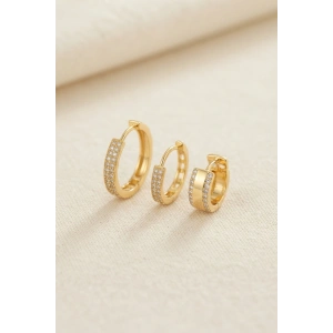3 lü Set Gold Renk Halka Model Küpe