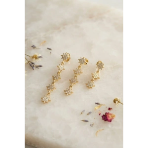 3 lü Set Küpe Gold Renk Kutup Yıldızı Detaylı