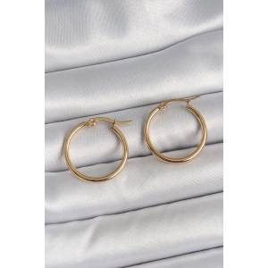 316 Çelik Gold Renk 22mm Kadın Halka Model Kadın Küpe