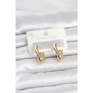 316L Çelik Gold Renk Asimetrik Halka Model Kadın Küpe