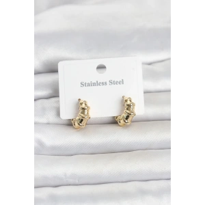 316L Çelik Gold Renk Halka Model Kadın Küpe