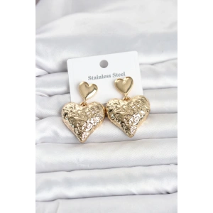 316L Çelik Gold Renk Kalp Model Kadın Küpe