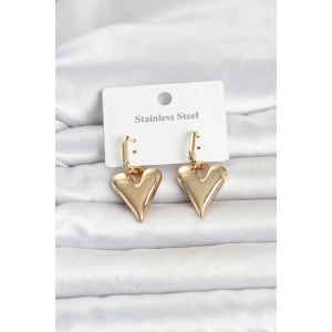 316L Çelik Gold Renk Kalp Modelli Kadın Küpe