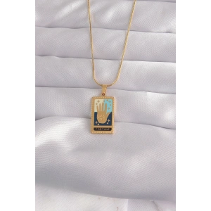 316L Çelik Gold Renk Karışık Mineli El Figür Tarot Kolye