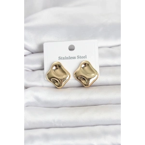 316L Çelik Gold Renk Plaka Model Kadın Küpe