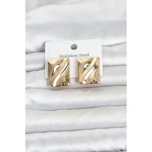316L Çelik Gold Renk Plaka Model Kadın Küpe