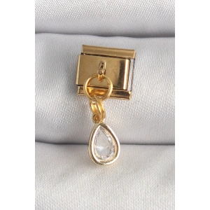 316L Çelik Gold Renk Sallantı Damla Zirkon Taşlı Nomination Charm