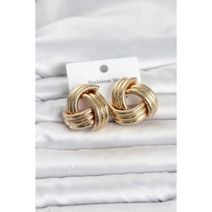 316L Çelik Gold Renk Sarmal Model Kadın Küpe