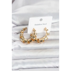 316L Çelik Gold Renk Spiral Halka Kadın Küpe