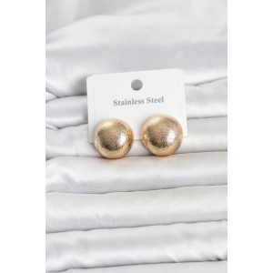 316L Çelik Gold Renk Top Model Kadın Küpe