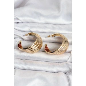 316L Çelik Gold Renk Yarım Halka Model Kadın Küpe