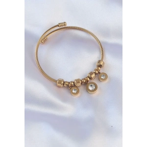 316L Çelik Gold Renk Zirkon Taşlı Model Charm Bileklik