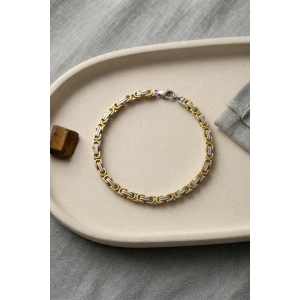 316L Çelik Gold ve Gümüş Kral Zincir Model Erkek Bileklik